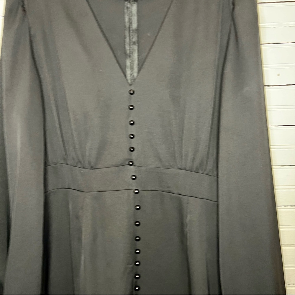 Black Long Sleeved Button Dress